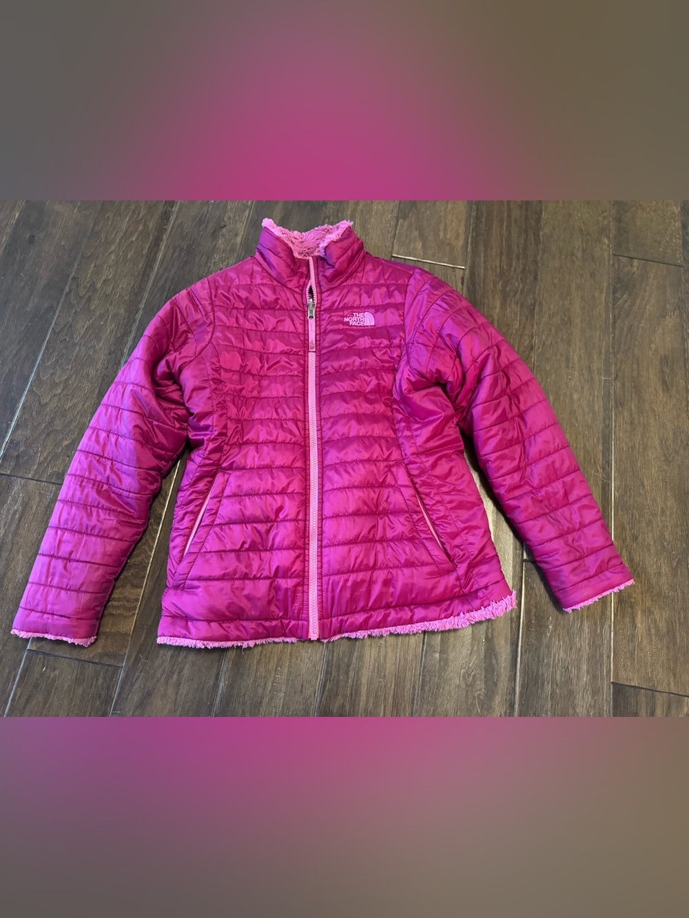 The North Face Reversible Raspberry Pink Quilted Puffer Jacket